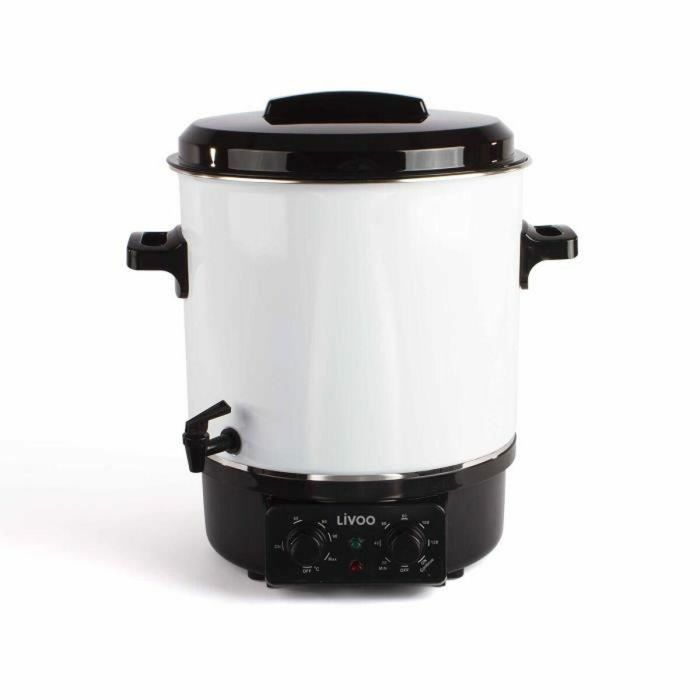 Livoo DOM334 Esterilizador Eléctrico de Tarros 1800W 27L Ø35 cm con Termostato y Temporizador Regulables, Depósito Acero Esmaltado