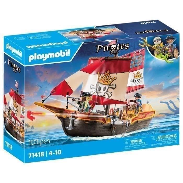 PLAYMOBIL 71318 Bote de Remos Pirata - Piratas - Con dos personajes, dos cañones - A partir de 4 años