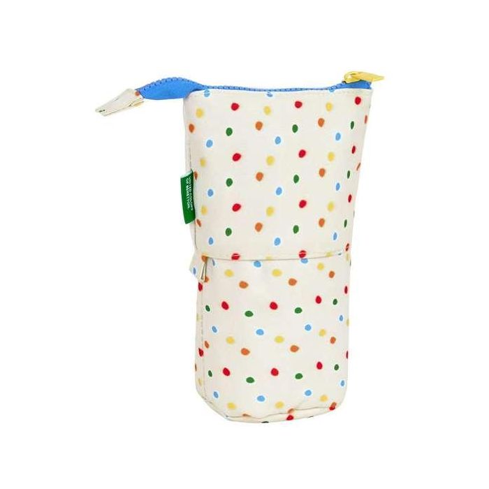 Estuche Escolar con Accesorios Benetton Topitos Blanco (8 x 19 x 6 cm) (32 Piezas) 1