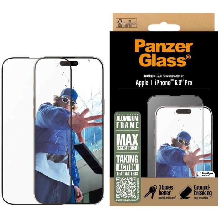PanzerGlass Protector Pantalla Aluminio iPhone 16 Pro Max 6.9" UWF 3