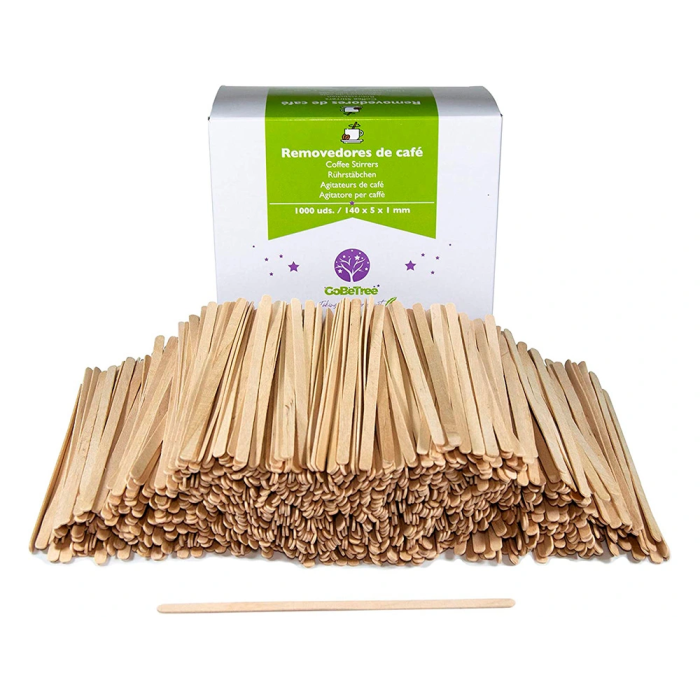 Paletina agitadora de madera 14 cm con funda individual, bolsa de 1000 unidades 1