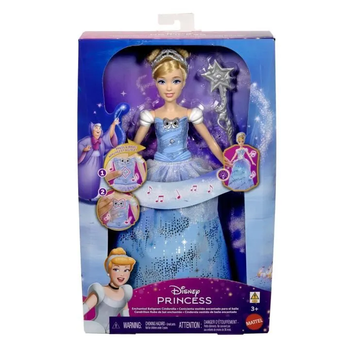 Mattel Disney Princess Muñeca Cenicienta Transformación JBF94 con Vestido Mágico Luces y Sonidos 2
