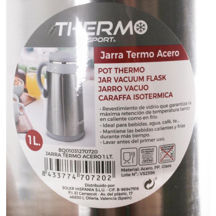 Jarra Termo Acero Inoxidable 1 Litro Thermosport (6 Unidades) 7 Jarra Termo Acero Inoxidable 1 Litro Thermosport (6 Unidades) 7