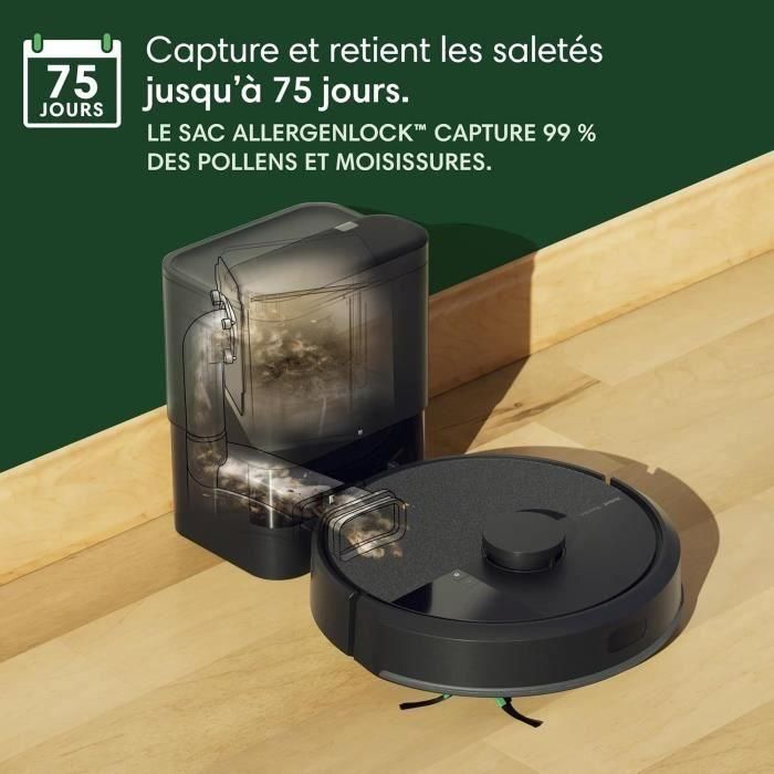 iRobot IR5061042263186 Robot Aspirador y Friegasuelos Roomba 105 Combo Autoempty, 7000 Pa Succión, 2h Batería, 400 ml, Negro 3