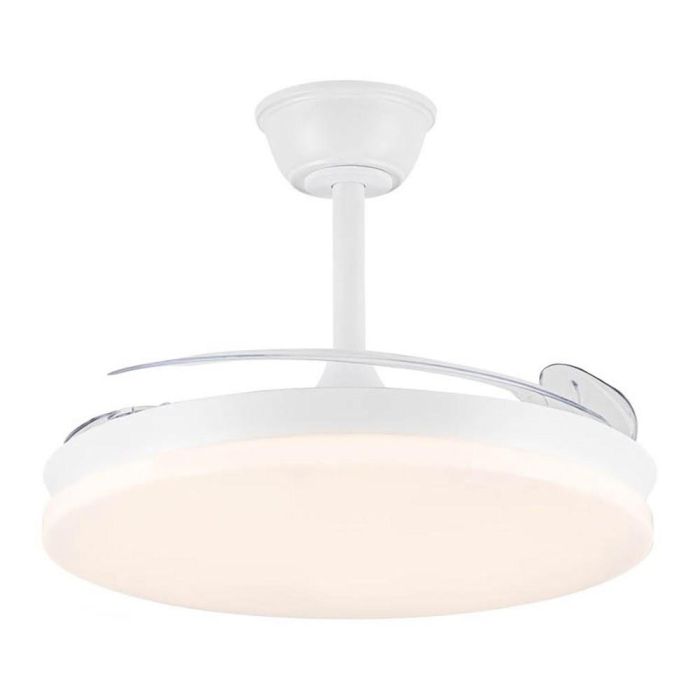 Cristalrecord Milky Eco M Ventilador Techo Blanco Led 45W 4400lm 3Aspas Retráctiles 6Vel 3000-4000-6000K 32-42cm Mando 2