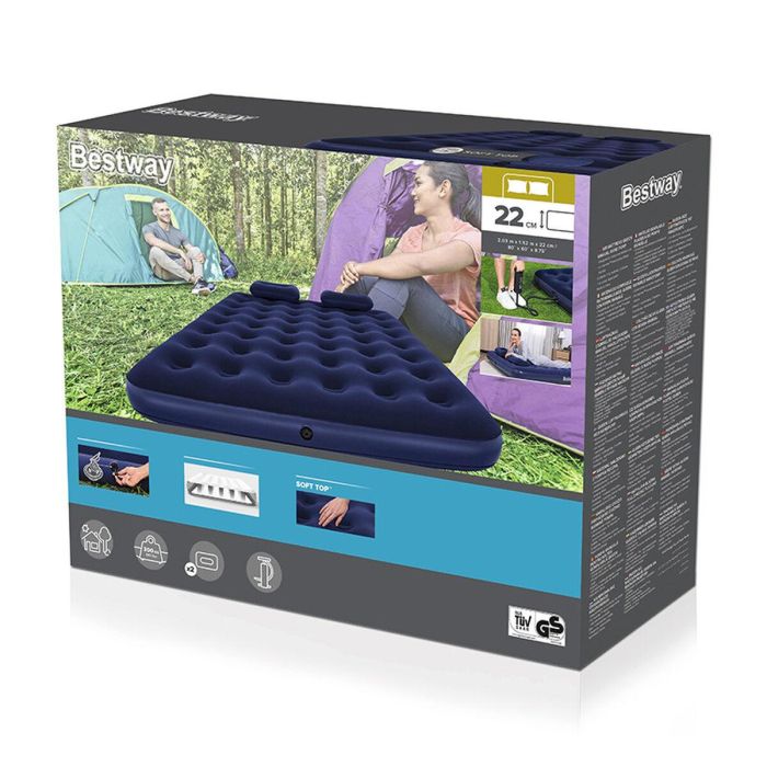 Bestway Colchon Doble con Hinchador y Almohadas 203x152x22 cm Hinchable y Camping 67374 Bestway Colchon Doble con Hinchador y Almohadas 203x152x22 cm Hinchable y Camping 67374