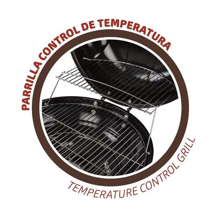 Barbacoa de Carbón con Ruedas Aktive Aluminio Metal esmaltado textileno 57 x 86 x 57 cm Negro 4