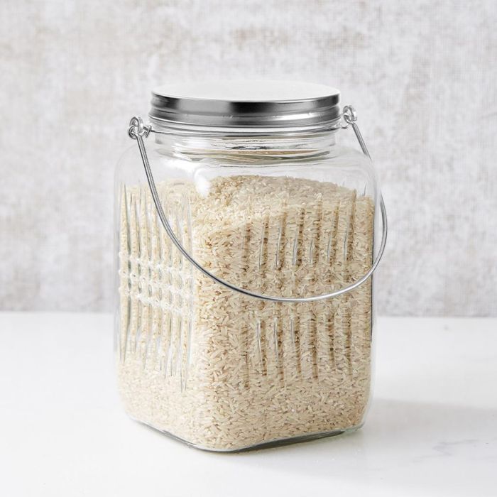 La Mediterranea Tarro de Vidrio con Tapa de Acero y Asa, 1450 ml (11 x 17 x 11 cm) (12 Unidades)