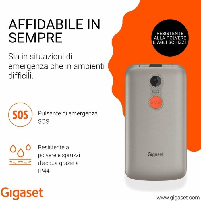 Gigaset GL595 Teléfono Móvil Concha para Mayores Dual SIM Silver, IP44 resistente a salpicaduras y polvo 5