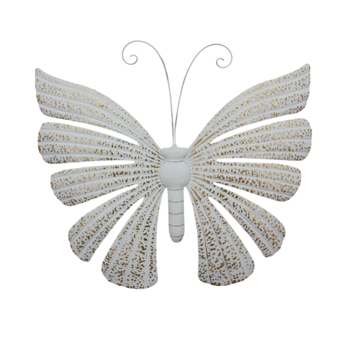 DKD Home Decor Decoración Pared Glam Metal Mariposa Blanco Dorado 84 x 3 x 72 cm (2 Unidades)