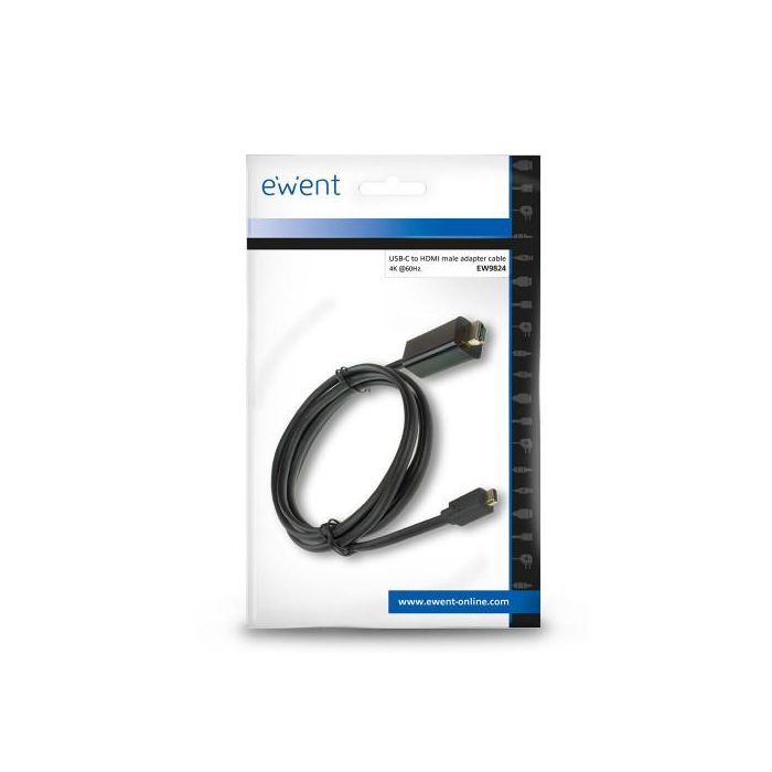 Ewent EW9824 Adaptador de Cable de Vídeo USB Tipo C a HDMI, 2 m, Negro