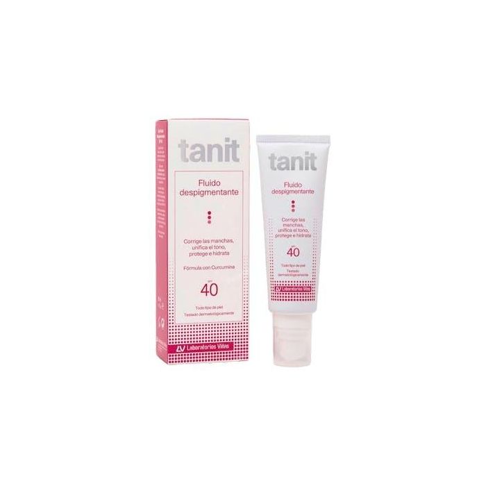 Tanit Fluido Despigmentante Antiedad Antimanchas SPF 40 Protector Solar Facial Hidratante Piel sensible Rostro y Escote 50 ml
