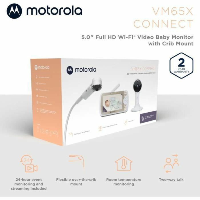 Baby Listening VM 65 Connect 2en1 Wifi en Tel + Pantalla de video 5 con visión de cama de pie Gran Angle -Temperatura -T -Walkie -Motorola 5