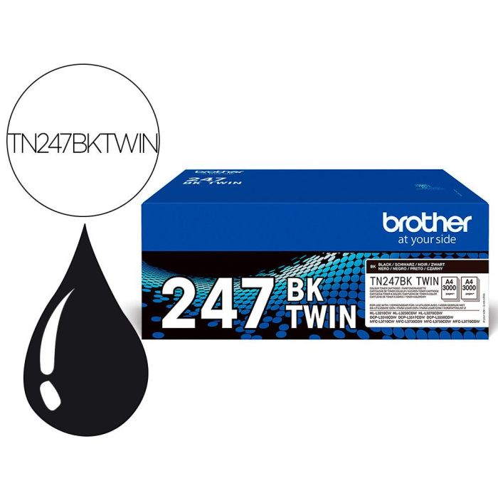 Toner Brother Tn247Bk Dcp-L3510Cdw - Hl-L3270Cdw - Mfc-L3710Cw Negro 3000 Paginas Pack 2 Unidades