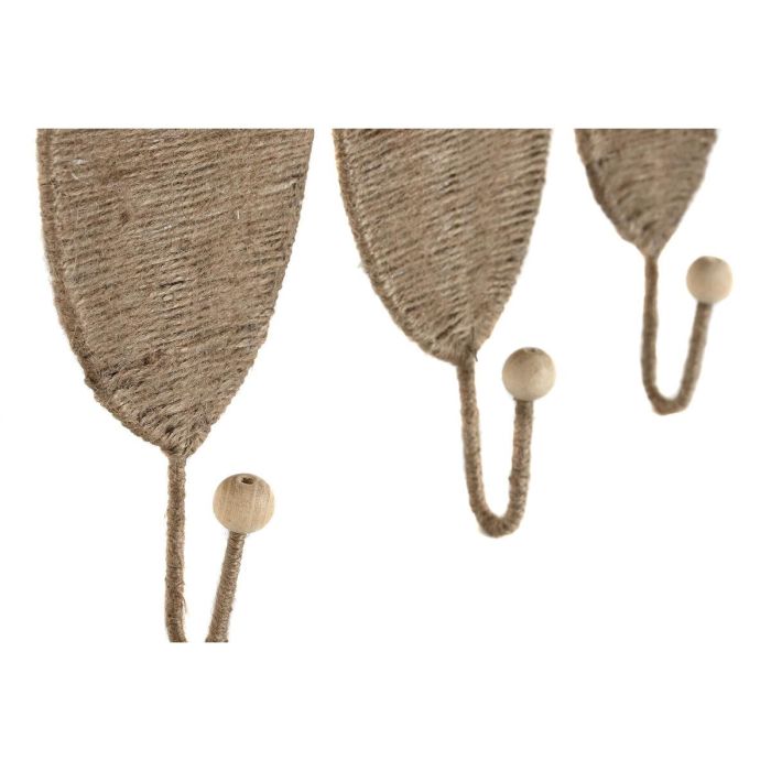 Perchero Pared Tropical DKD Home Decor Natural 4 x 26 x 12 cm Set de 3 2