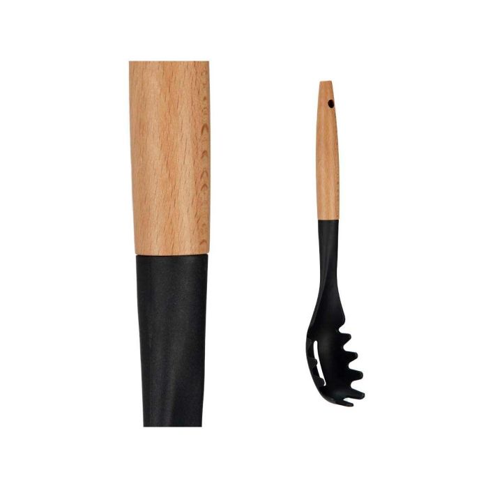 Cuchara para Servir Pasta Kinvara KT190072-6 PBT Negro Natural Madera 6 x 33,5 x 6 cm (12 Unidades) 3