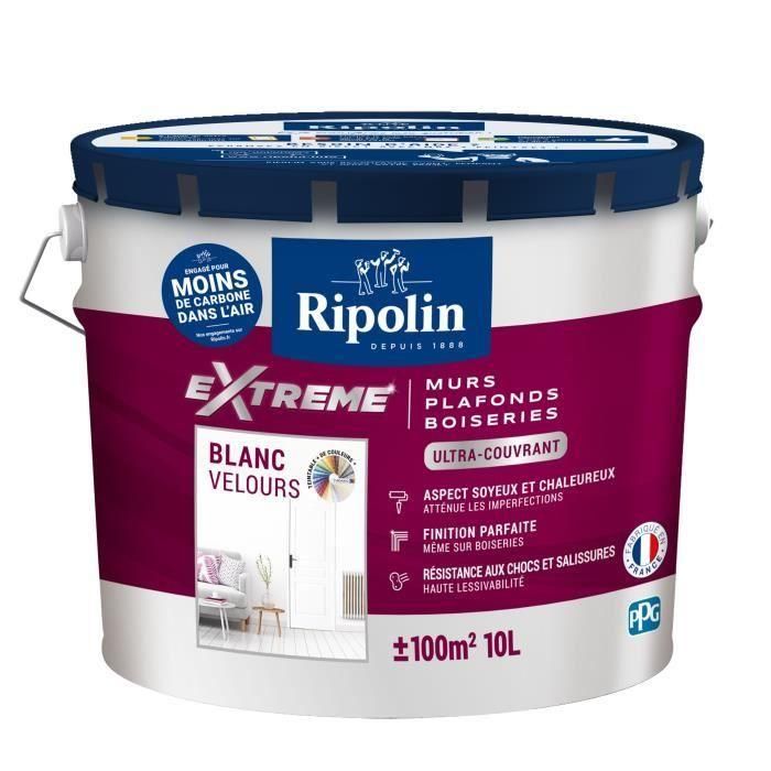 Pintura extrema para paredes y techos - Blanco terciopelo - RIPOLIN - 10 L