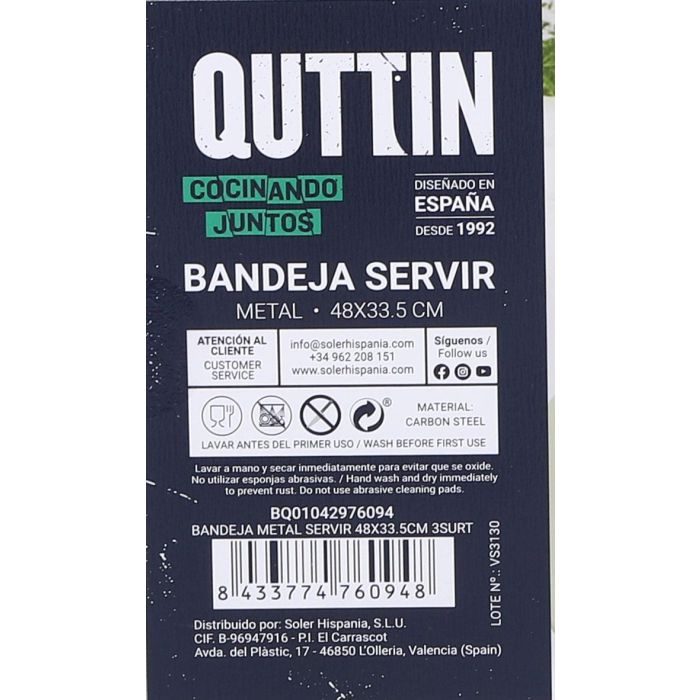 Bandeja de servir de metal Quttin 48x33.5 cm, 3 surtidos (12 Unidades) 9 Bandeja de servir de metal Quttin 48x33.5 cm, 3 surtidos (12 Unidades) 9