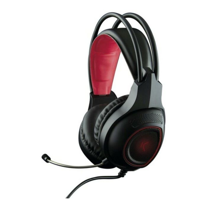 Auriculares con Micrófono Gaming KSIX Drakkar USB LED Negro Rojo 18