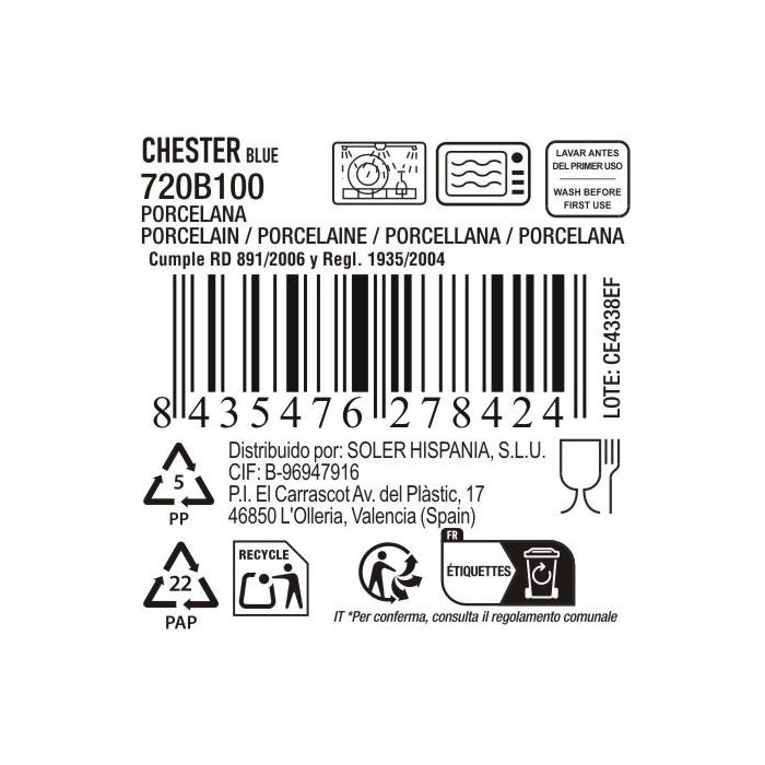 La Mediterranea Bandeja Oval 13 x 8 cm "Chester Blue" (24 Unidades)