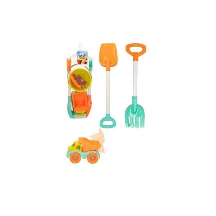 Color Baby Camión de Playa 18 cm con Pala, Rastrillo, Cubo y 3 Moldes - Juguete Infantil para Verano 3