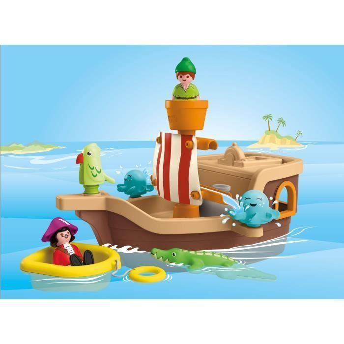 Playmobil 71769 Barco Pirata Peter Pan Disney - Juguete de Baño para Bebés +12 Meses con Función Rociadora y Almacenamiento 1