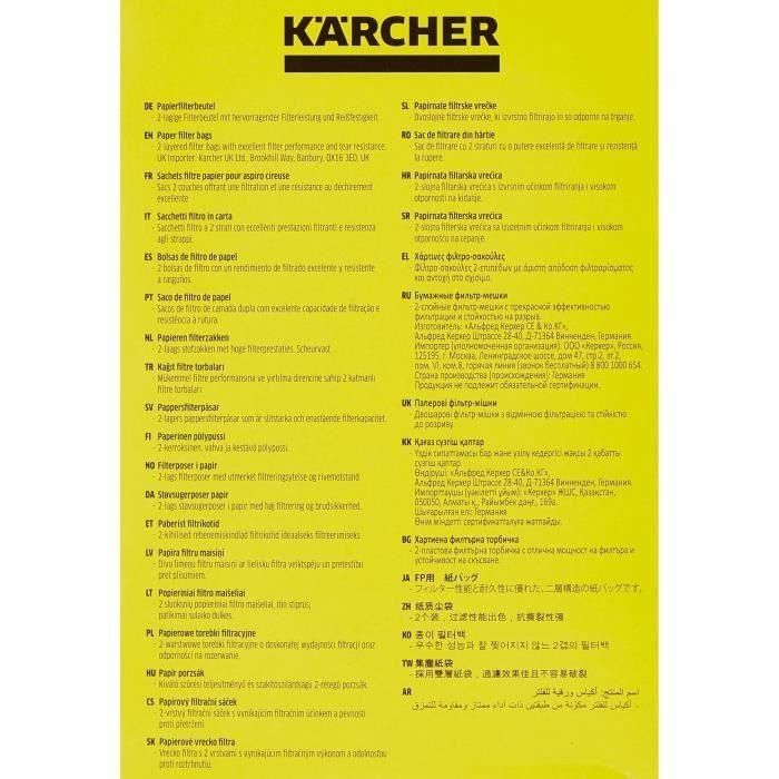 KÄRCHER Bolsa de filtro de papel, paquete de 5 4 KÄRCHER Bolsa de filtro de papel, paquete de 5 4