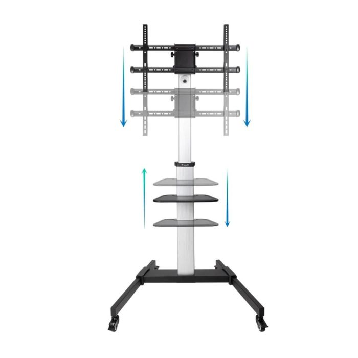 TooQ FS1886M-B Soporte de Suelo con Ruedas Inclinable Ajustable para TV 37-86" / 50kg, VESA 200x200-600x400, Altura 1.2-1.6m 1