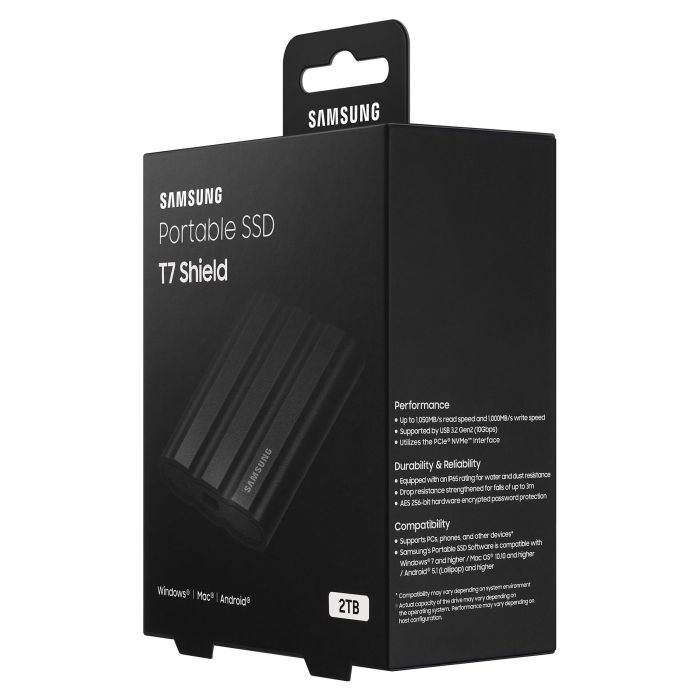 Samsung Disco Externo SSD Portable T7 Shield 2TB USB 3.2 Negro 10
