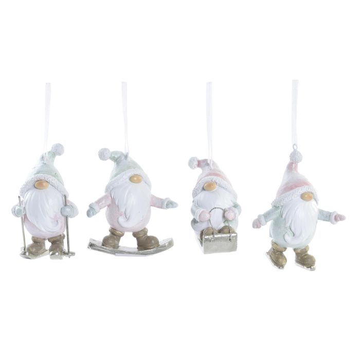 DKD Home Decor Decoración Colgante de Navidad Fantasía de Resina, Colores Surtidos, Pack de 8 Unidades, 4x9.5x7 cm