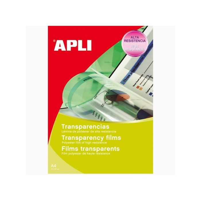 Apli Pack 20 Hojas Transparencias A4 Sin Banda Para Láser