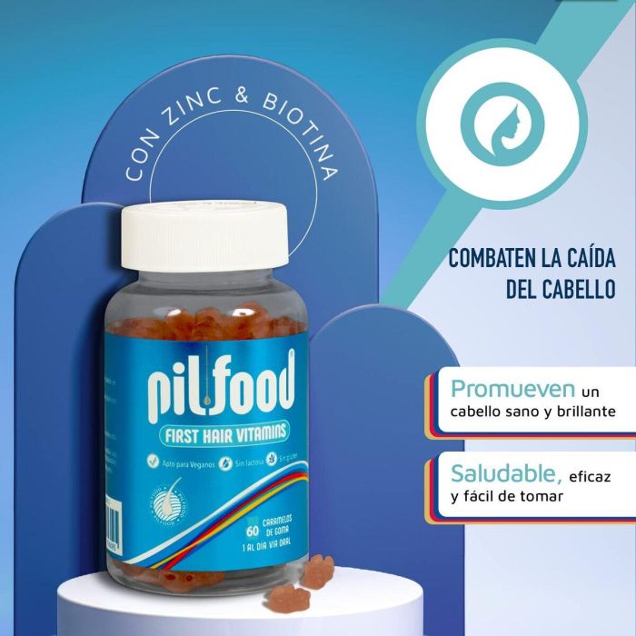Pilfood Gummies FIRST HAIR VITAMINS para Cabello, Piel y Uñas con Biotina y Zinc - 60 Unidades 3
