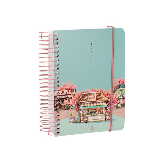 Agenda Espiral Liderpapel Santorini A6 2025 Dia Pagina Cherry Blossoms Papel 60 gr 4