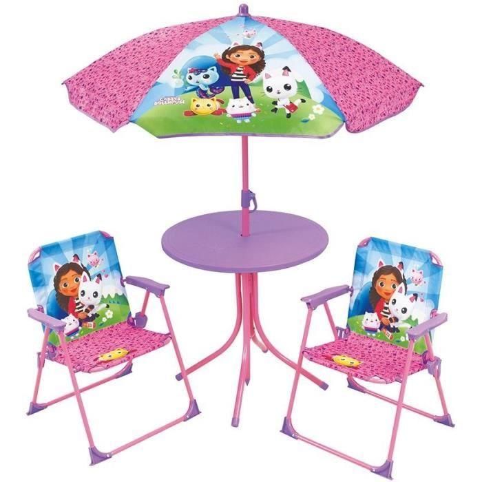 Muebles de jardín - FUN HOUSE - Muebles de jardín Gabby y la Casa Mágica Mesa 46 x 46 cm 2 sillas plegables sombrilla 125 x 100 cm Muebles de jardín - FUN HOUSE - Muebles de jardín Gabby y la Casa Mágica Mesa 46 x 46 cm 2 sillas plegables sombrilla 125 x 100 cm