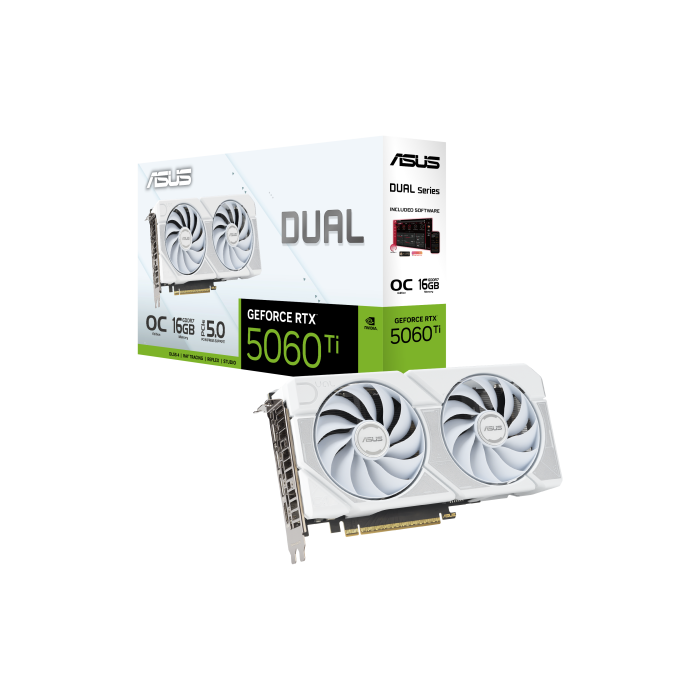 ASUS Dual -RTX5060TI-O16G-WHITE NVIDIA GeForce RTX 5060 Ti 16 GB GDDR7 Tarjeta Gráfica Blanca 13