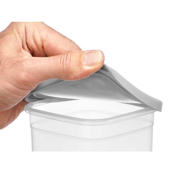 Bote Cuadrado Tapa Gris 1L Leknes 10X14CM (24 Unidades) 3 Bote Cuadrado Tapa Gris 1L Leknes 10X14CM (24 Unidades) 3