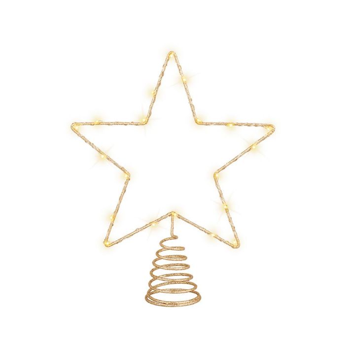 Lumineo Adorno Estrella para Árbol de Navidad Dorado 20 LEDs Luz Cálida Metal 23 x 6 x 25,5 cm 2