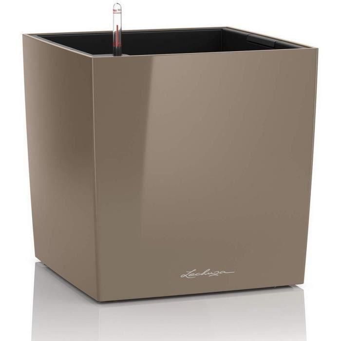 Macetero LECHUZA Cube Premium 50 - juego completo, color topo brillante Macetero LECHUZA Cube Premium 50 - juego completo, color topo brillante