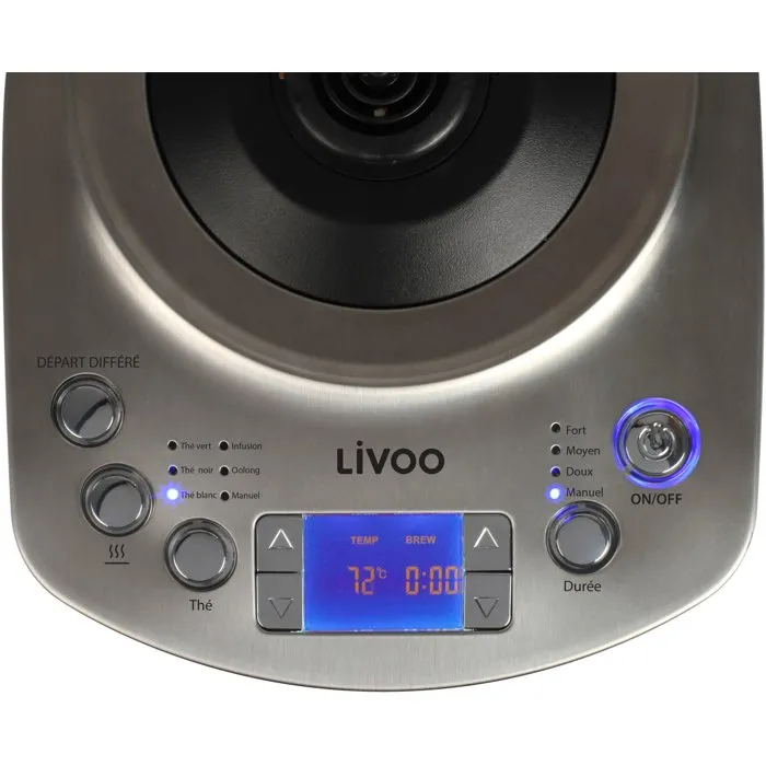 Livoo Hervidor Automático DOD209 2200 W 1.7 L Vidrio/Acero Inoxidable 3 Modos Predefinidos