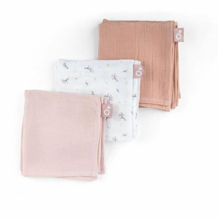 Doomoo BAB5400653010787 Pack de 3 arrullos de gasa de algodón orgánico Oeko-Tex Rosa
