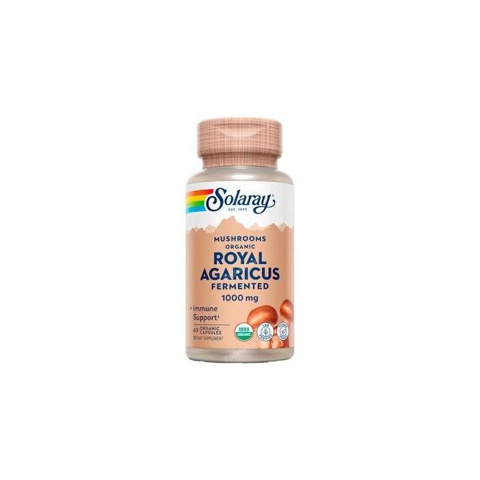 SOLARAY Royal Agaricus Champiñón del Sol Orgánico Fermentado 500mg, 60 Cápsulas Vegetales