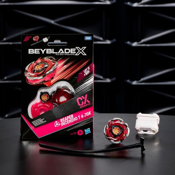 Hasbro BEYBLADE X Reaper Incendio T 4-70K G1678 Top y Lanzador de Metal - Juego en Español, Alemán, Francés, Inglés para +8 Años