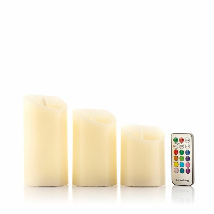 Velas LED Multicolor Efecto Llama con Mando Lendles InnovaGoods 3 Unidades 3
