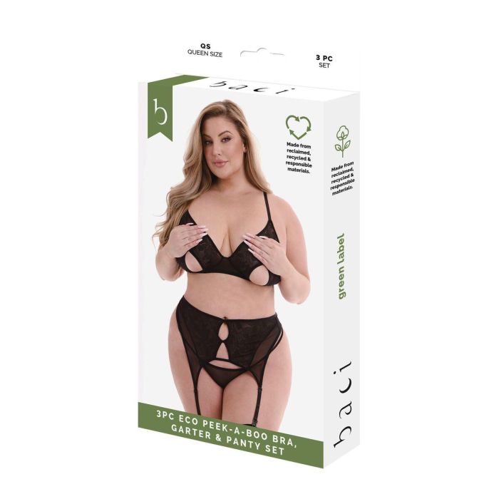 Conjunto de Lencería Baci Lingerie Peek-A-Boo Bra Negro (Queen) Conjunto de Lencería Baci Lingerie Peek-A-Boo Bra Negro (Queen)
