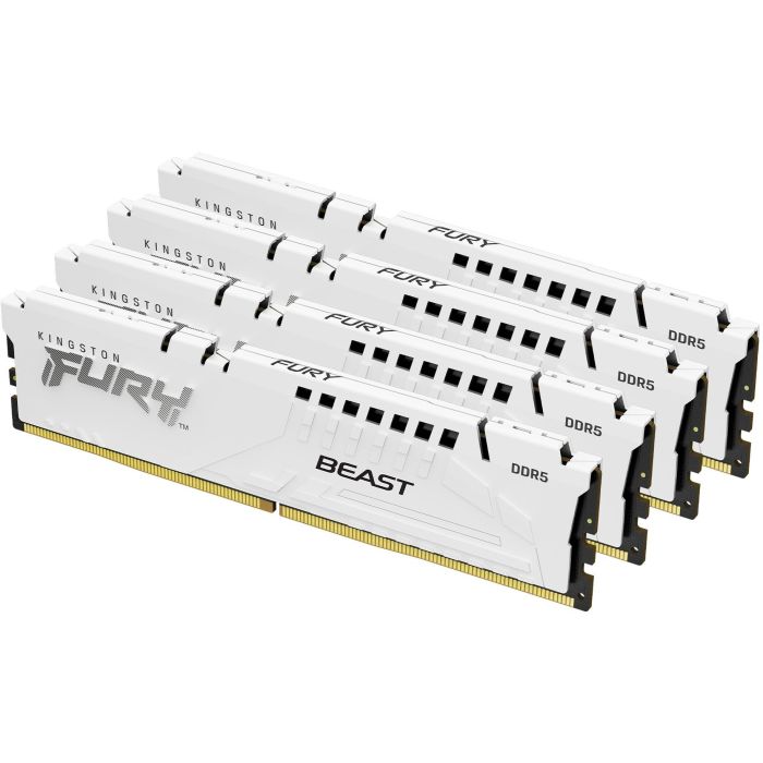 Kingston FURY Beast 128GB 5200MT/s DDR5 CL40 DIMM Kit de 4 Memoria RAM Blanca para PC 0 Kingston FURY Beast 128GB 5200MT/s DDR5 CL40 DIMM Kit de 4 Memoria RAM Blanca para PC 0