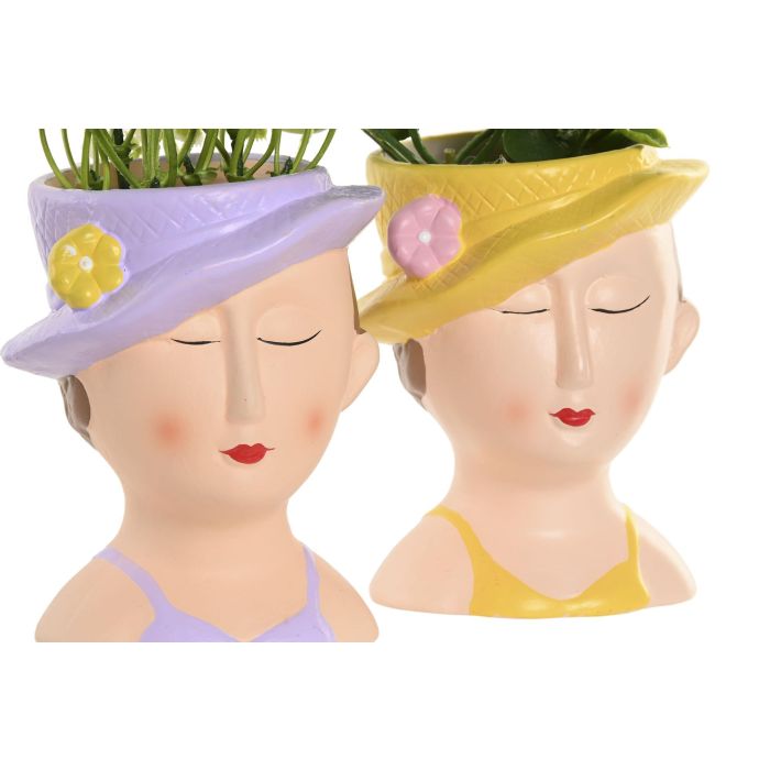 Planta Shabby DKD Home Decor Amarillo Lila 8.5 x 19 x 9 cm (4 Unidades) 1