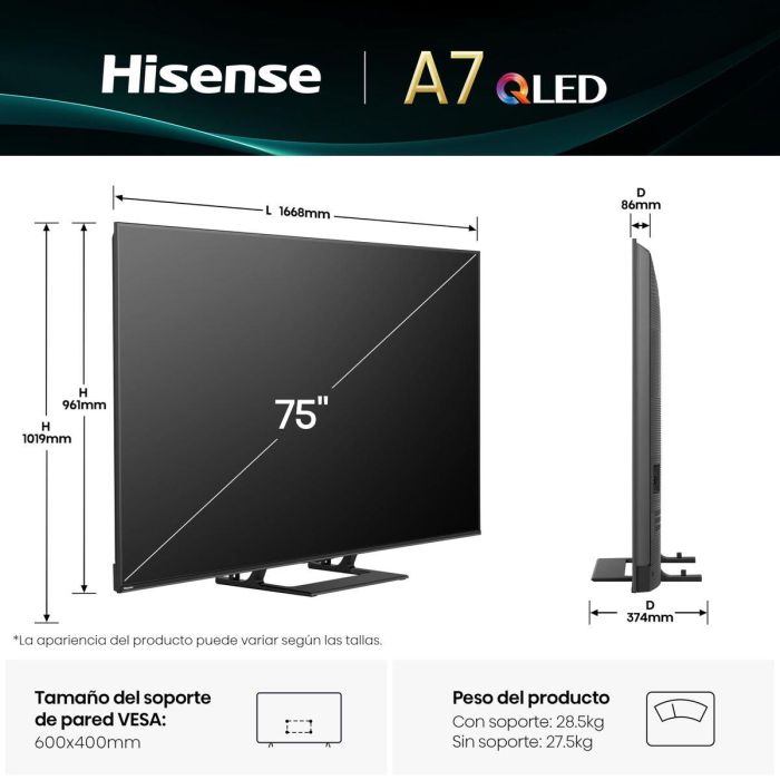 Smart TV Hisense 75A7K 75" 4K Ultra HD LED HDR D-LED QLED 14