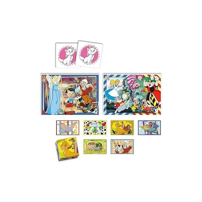 Clementoni CLE8005125182909 Edukit Disney Caja de aprendizaje 4 en 1, 2 rompecabezas, 1 nota, 1 juego de 6 cubos, a partir de 4 años, Hecho en Italia 2