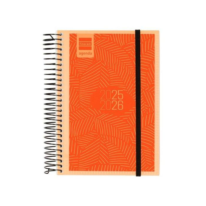 Finocam Agenda Espiral E8 para Estudiantes 2025-2026, 120x171 mm, Personalizable, Tapa de Polipropileno