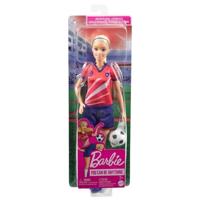 Barbie Hcn17 Muñeca Futbolista 29.2cm Rubia con Camiseta Roja, Pantalones Azules y Balón de Fútbol 5